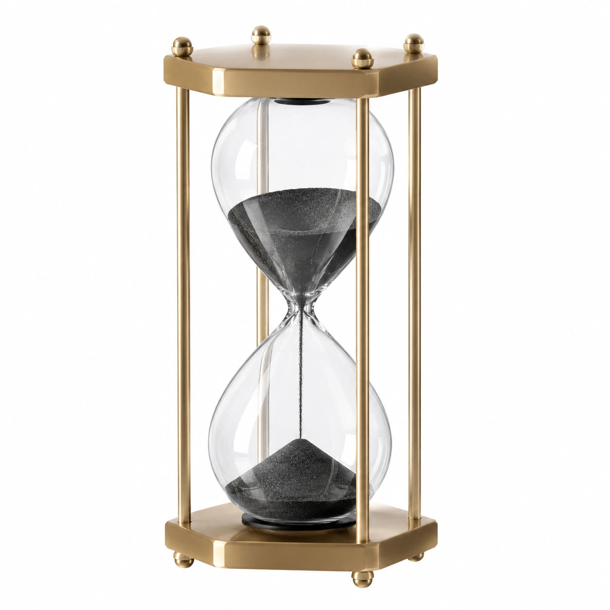Clessidra Decorativa in Oro con Sabbia Nera, 30 Minuti