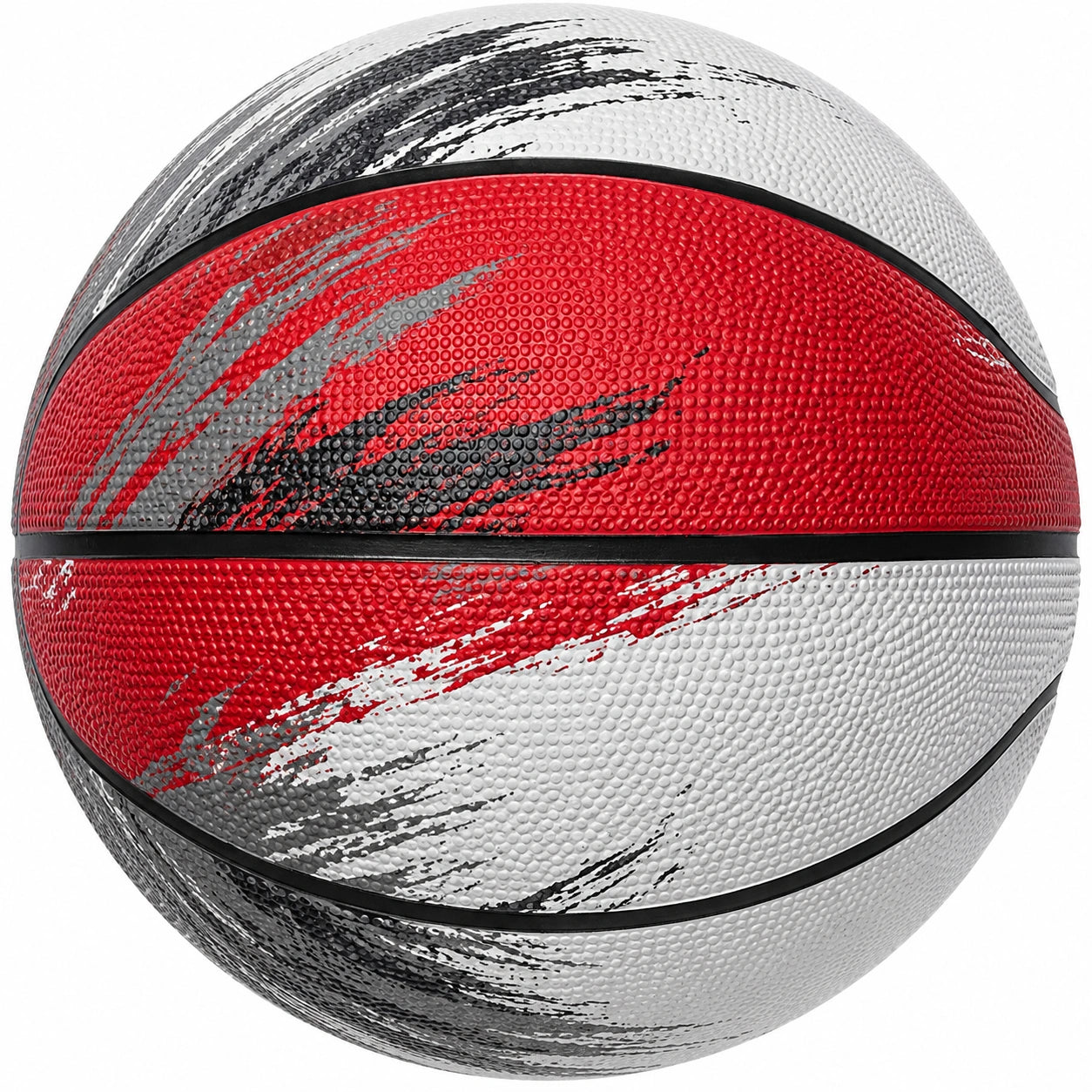 Pallone da basket per esterni rosso, bianco e nero, resistenza elevata